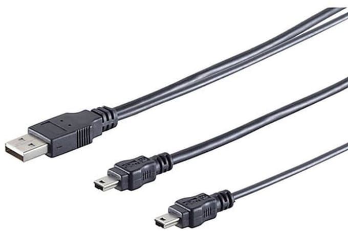 OneOne 0,22m Mini USB kabel. Laadkabel splitter. Stevig oplaadkabel snoer past op Sony DS 3 Wireless Controller, Move Motion Controller, PS3 SIXAXIS Wireless Controller