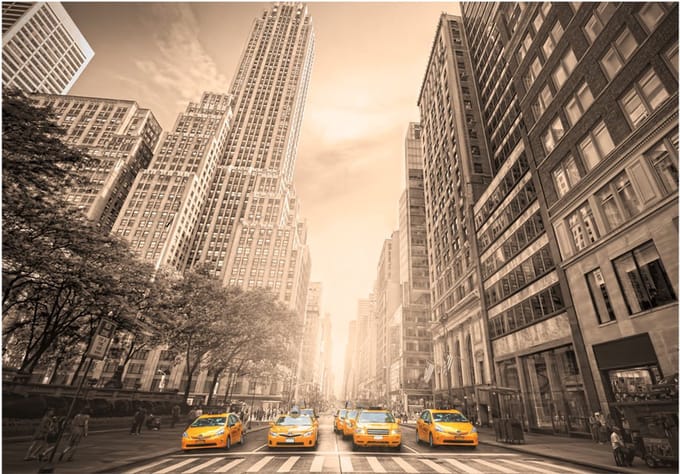 Fotobehang - New York taxi - sepia.