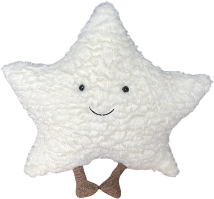 KimDo - Lachende Ster kussen - 40 cm - Wit - Babykamer Decoratie - Kraamcadeau - Knuffel