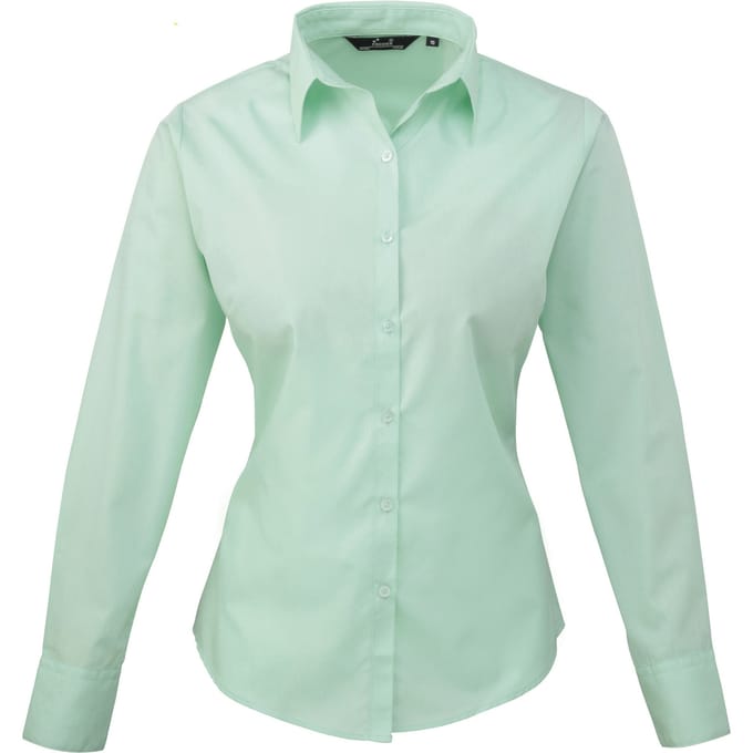 Premier Dames/Dames Popeline Blouse met Lange Mouwen (Aqua)
