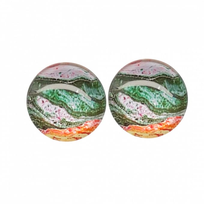 Clip oorbellen groen oranje 2 cm