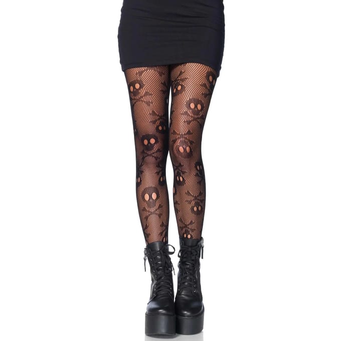 Damespanty Leg Avenue Pirate Skull Net Pantyhose