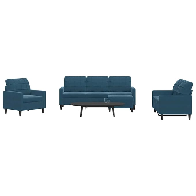 vidaXL - 4-delige - Loungeset - met - kussens - fluweel - blauw