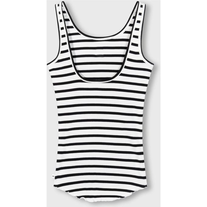 10DAYS Ballet Top Back Scoop Stripes Ecru/black Maat: L | Mouwloze Tops Outlet | Dames | Wit