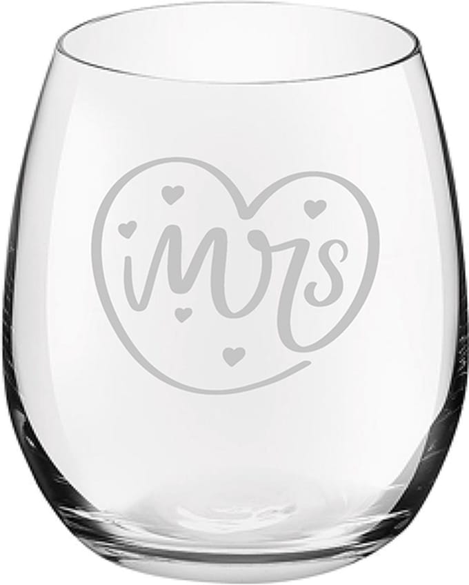 Gegraveerde drinkglas 39cl Mrs. In hartje