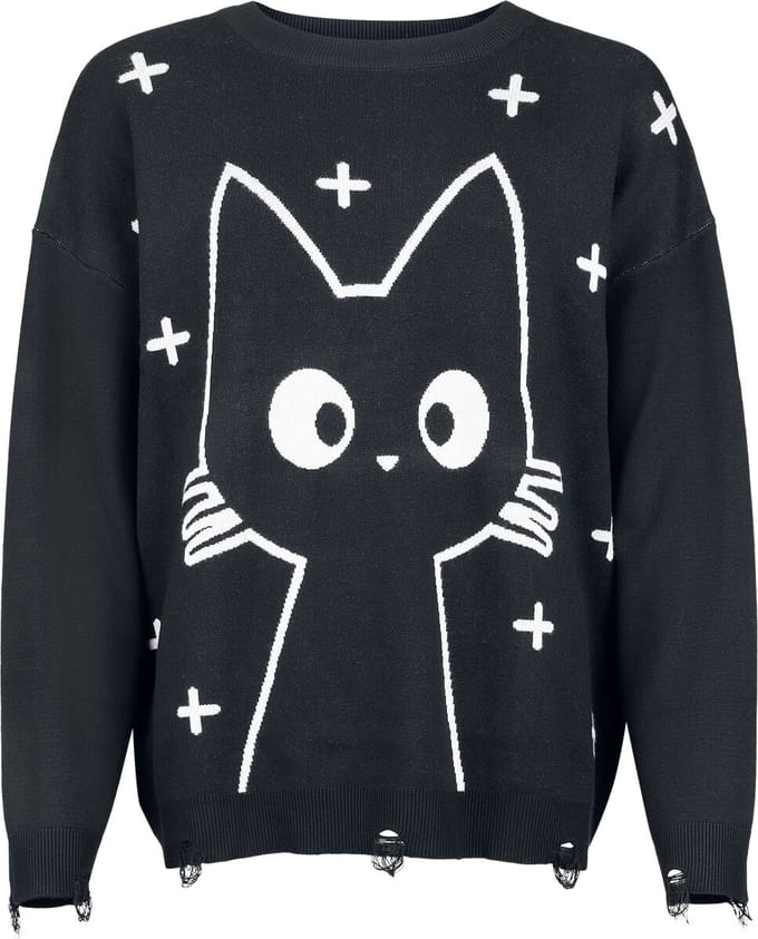 Banned - Gothic Gebreide trui - Lumi Jumper - M tot 4XL - voor Vrouwen - zwart-wit