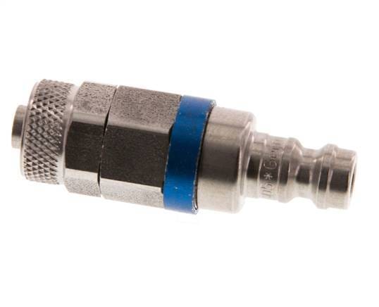 RVS DN 5 Blauw Luchtkoppeling Insteeknippel 6x8 mm Push-On Double Shut-Off - CLP5-N-S-BLU-SV-6