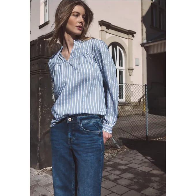 Blouse met lange mouwen in seersucker kwaliteit
