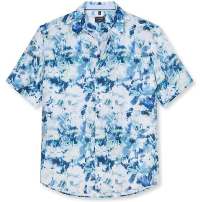 OLYMP Casual Overhemd, Regular Fit, Kent, Blauw