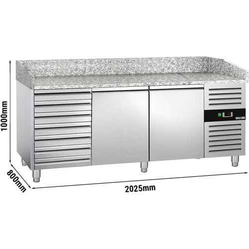 GGM Gastro Pizzakühltisch ECO - 2000x800mm - mit 2 Türen & 7 Schubladen Zilver