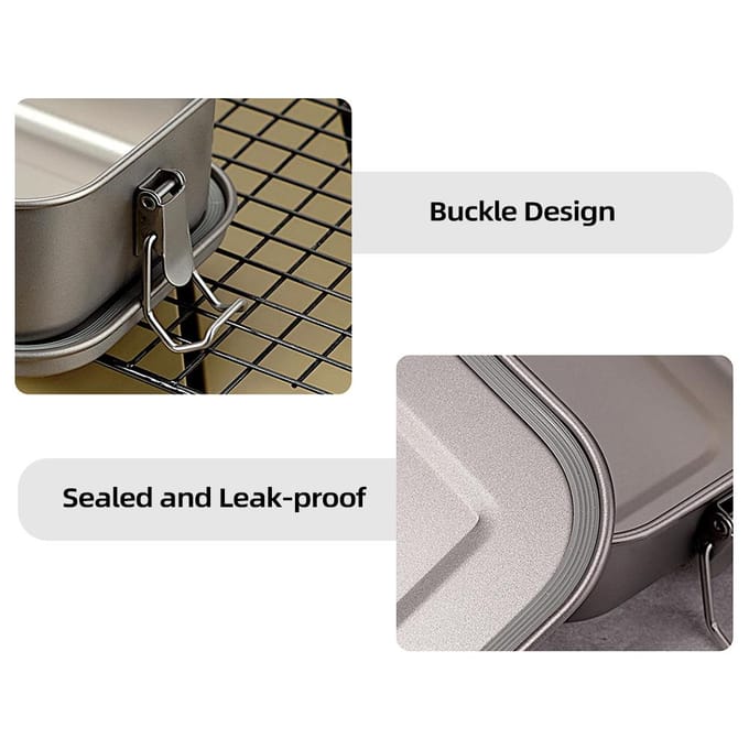 Camping Bento Box Titanium Bento Box Outdoor 800ml Lunchbox Rechthoekige Voedselcontainer Ti88 white