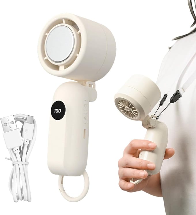 Oplaadbare draagbare ventilator, handventilator | Kleine handkoelventilatoren - USB-oplaadbare LED-weergave - Stille luchtkoeler