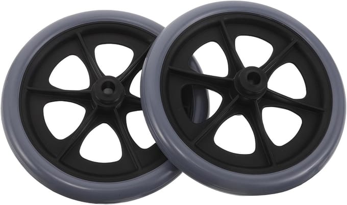 Rolstoelwielen Set - Vervangende Banden - Soepel Rijden - Robuuste Constructie - 19 cm Diameter - Grijs