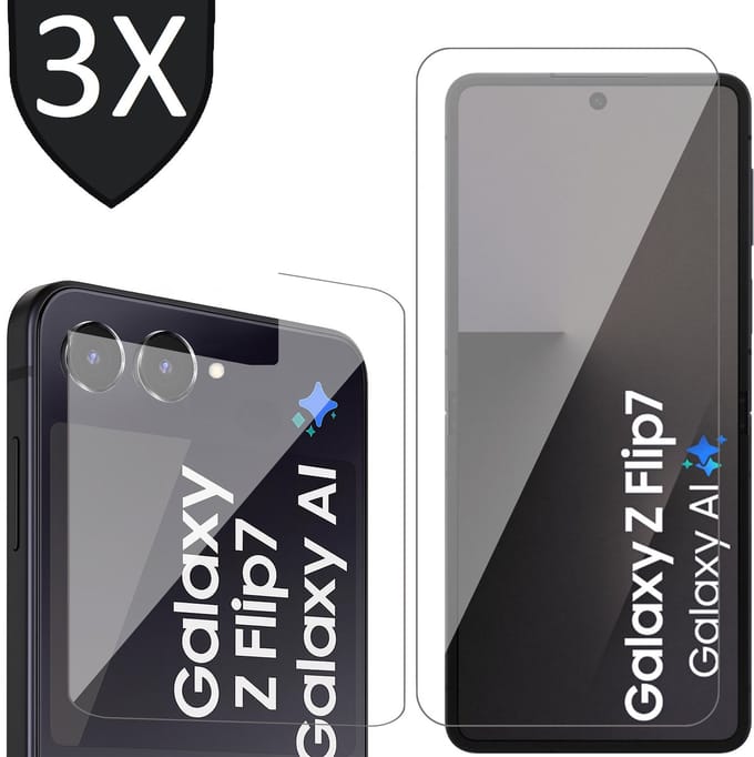 Screenprotector geschikt voor Samsung Galaxy Z Flip 7 - 3x Volledig Dekkend Premium PET Screen Protector