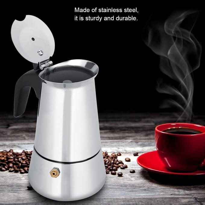 Draagbare Roestvrijstalen Koffiepot Moka Espressomaker Mocha Pot (300 ml) gray