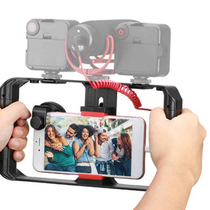 Universele Mobiele Telefoon Handheld Kooi Telefoon Stabilisator Live Opname Volgshot black