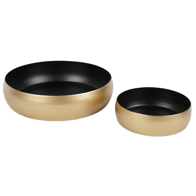 Schaal goud mat zwart 14,5 cm 2 assorti set van 2