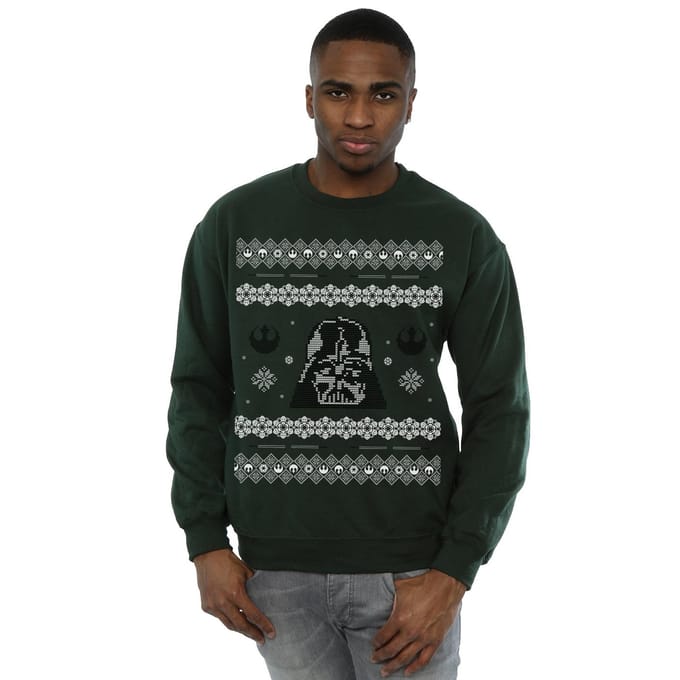 Star Wars Heren Kerstmis Darth Vader Fair Isle Sweatshirt (Bosgroen)