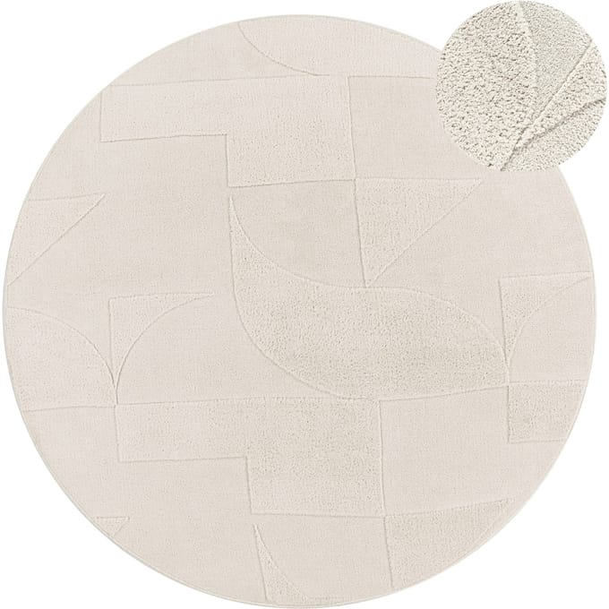 Modern tapijt Tokko crème 120 cm rond