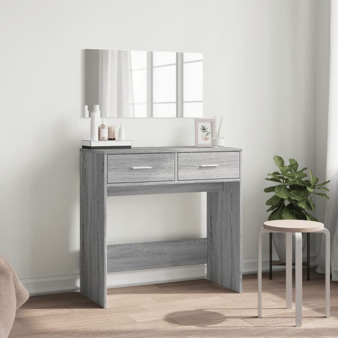 vidaXL - Kaptafel - met - spiegel - 80x39x80 - cm - grijs - sonoma - eikenkleurig