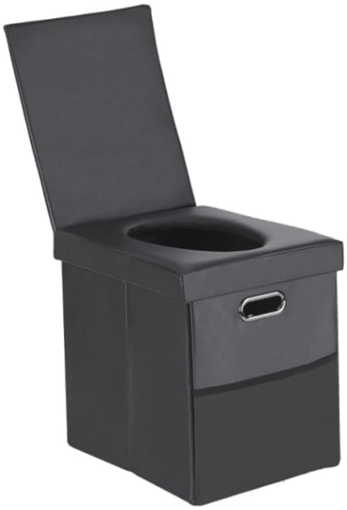 Inklapbaar Draagbaar Campingtoilet met Deksel en Handgrepen - Donkergrijs