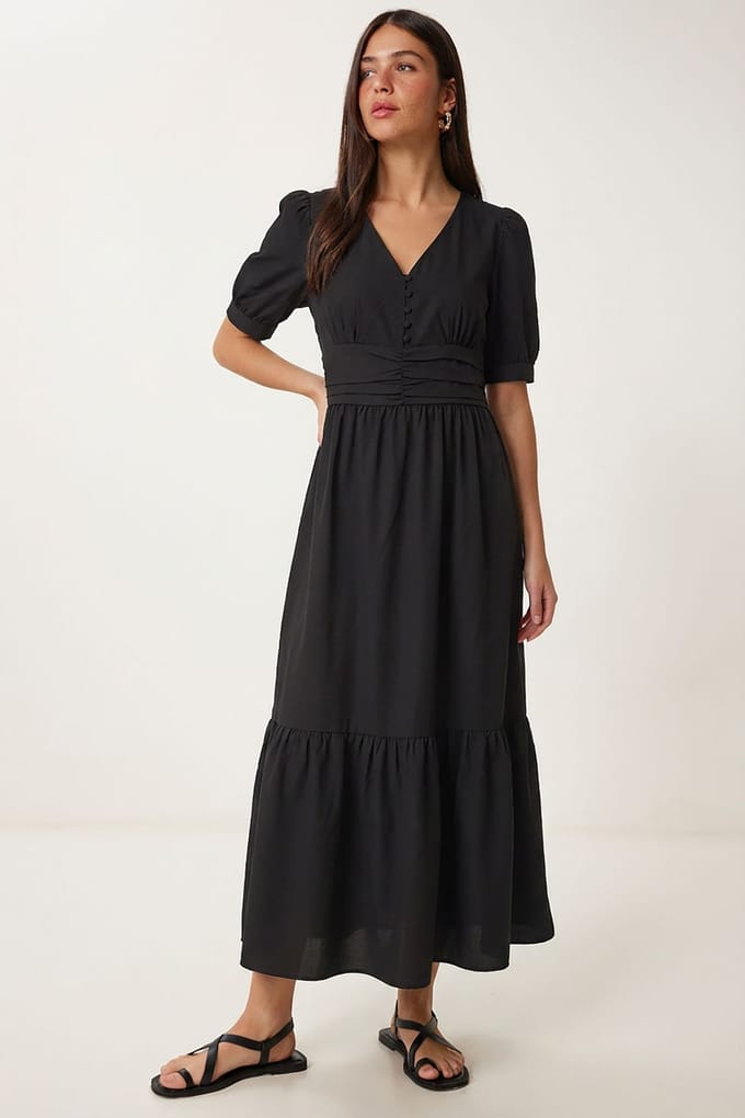 Dames Katoenmix Poplin Maxi Jurk