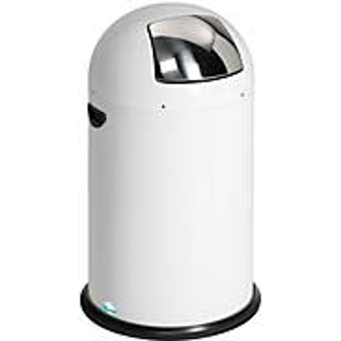 VAR afvalbak, 40 liter, stalen binnenemmer, metalen handvat, wit
