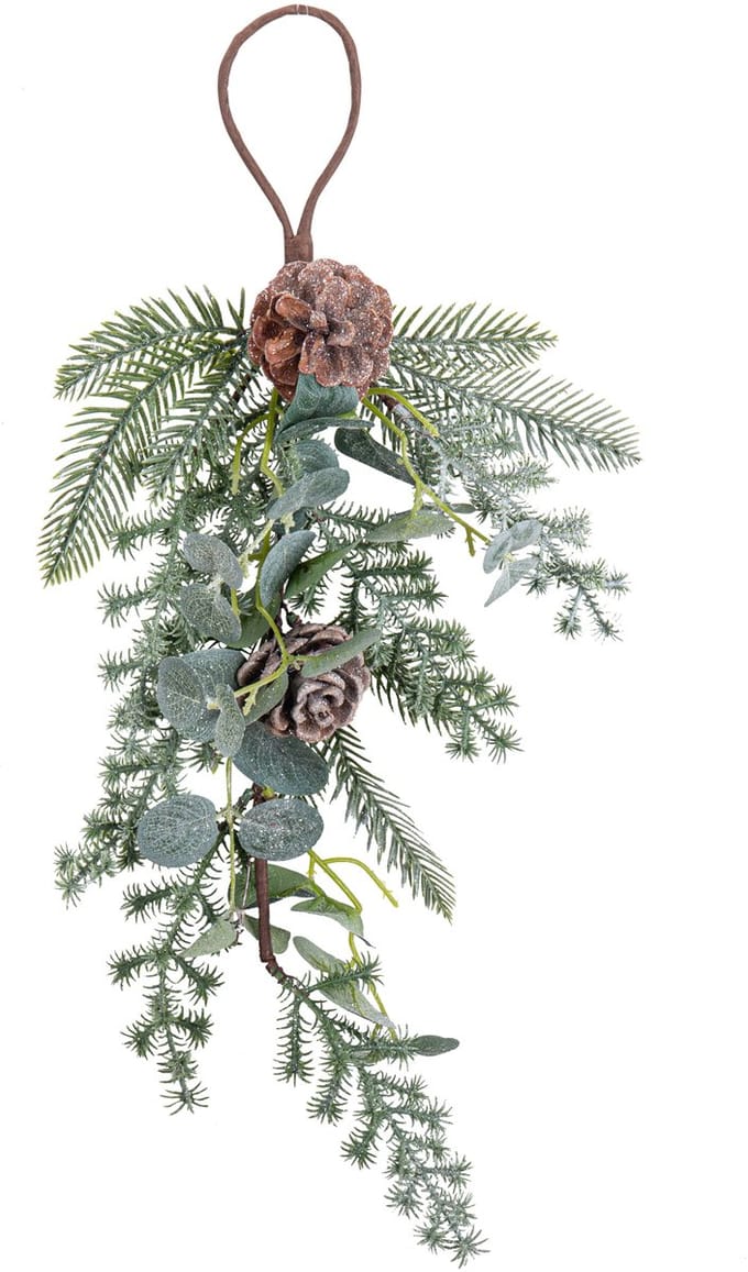 ARTYFETES - Kersthangdecoratie van dennen en eucalyptus 53 cm met dennenappels