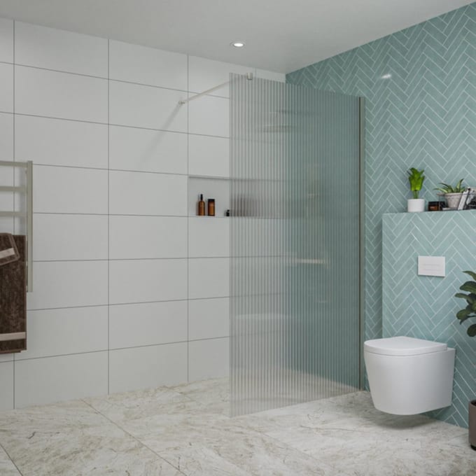 FugaFlow Eccelente Vetro inloopdouche badkamer - 110x200cm - ribbelglas - wandarm - geborsteld RVS