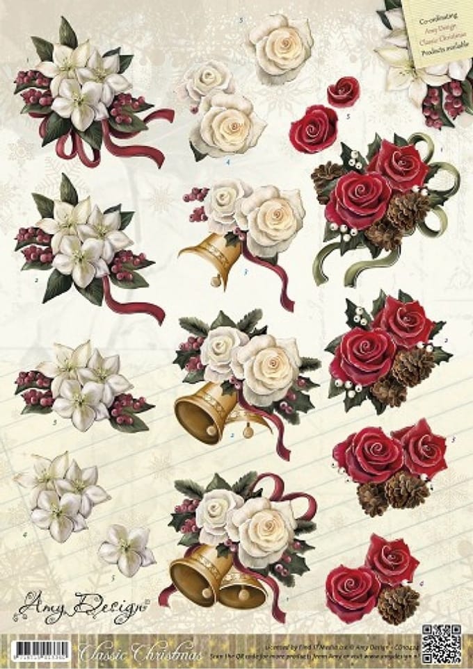 Christmas Flowers - Classic Christmas 3D-Knipvel Amy Design 1 stuks