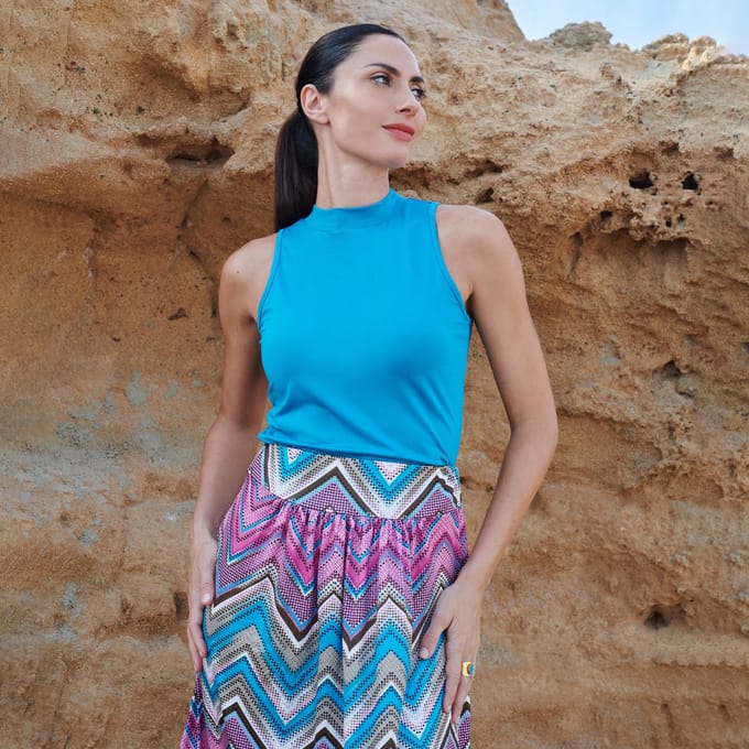 Chic by Lirette - Crop top halter Natural - M - Zakynthos blauw