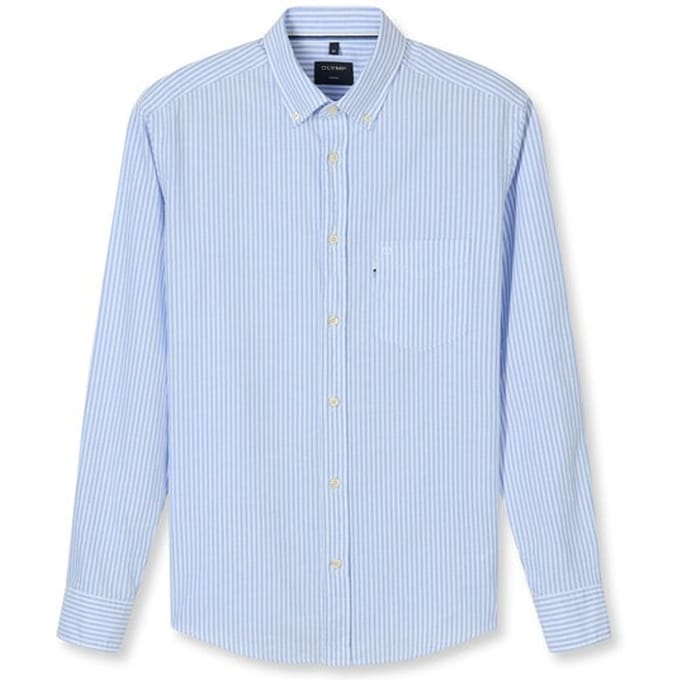 OLYMP Casual Overhemd, Regular Fit, Button-down, Blauw