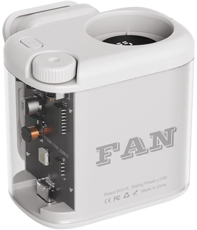 Tailleventilator - Draagbare Ventilator - 100 Snelheden - Digitaal Display - 1800 mAh - Bladloos - Met Transparante Clip - 6-8 Uur - Wit