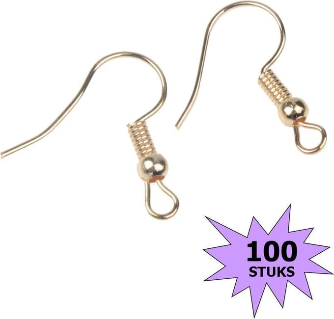 Fako Bijoux® - Oorbel Haakjes - Licht Goudkleurig - 100 Stuks