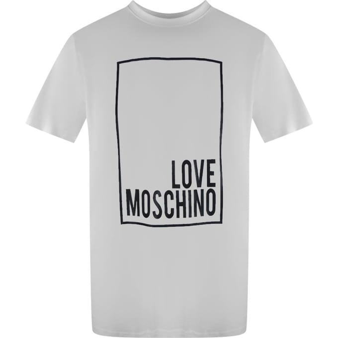 Love Moschino Heren Box Logo T-shirt (Wit)