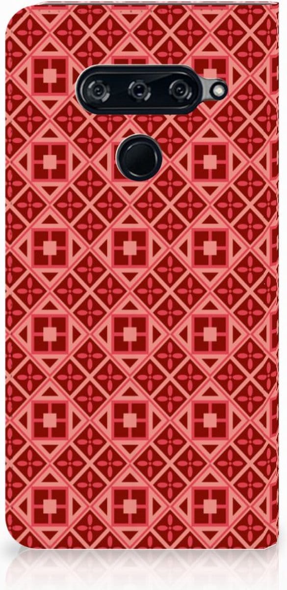 LG V40 Thinq Hoesje met Magneet Batik Rood