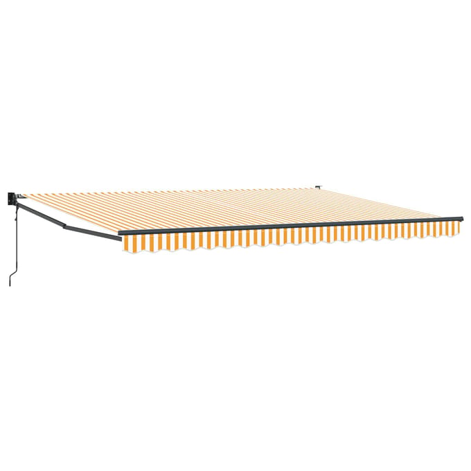 vidaXL - Uitschuifbare - luifel - Geel - en - Wit - 4 - x - 2 - m - Polyester - en - Metaal