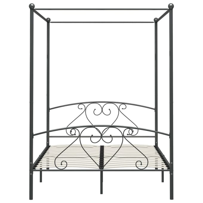 vidaXL - Hemelbedframe - metaal - grijs - 160x200 - cm
