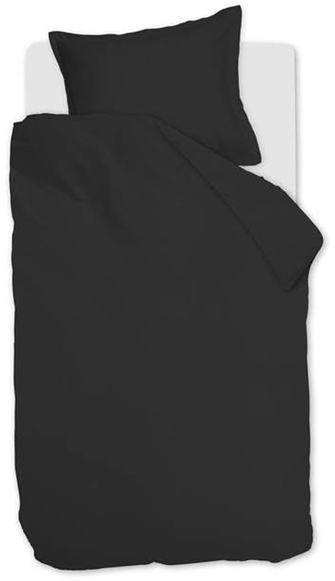 Snoozing Satin Uni Dekbedovertrek - Eenpersoons - 140x200/220 cm - Black