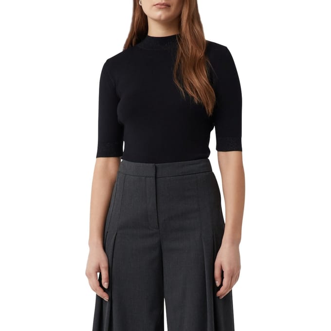 Fijn gebreid slim fit coltrui met halve mouwen dames COMMA