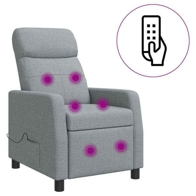 vidaXL - Massage - Relaxstoel - Lichtgrijs - Stof