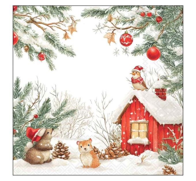 Servetten "Friends by the cabin" 33x33 cm