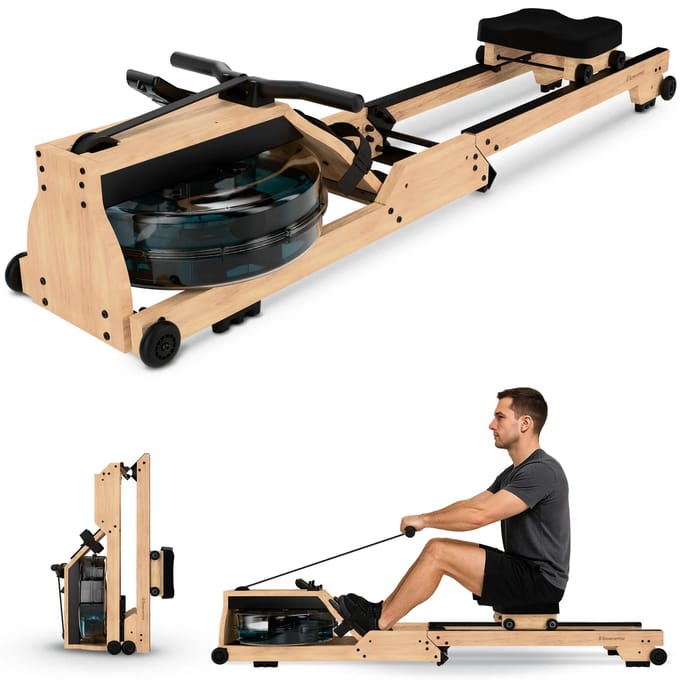 Flowsense RowForge Roeimachine Inklapbaar Waterweerstand Roeiapparaat - Roeitrainer Hout - Roeitrainers - Max 140KG