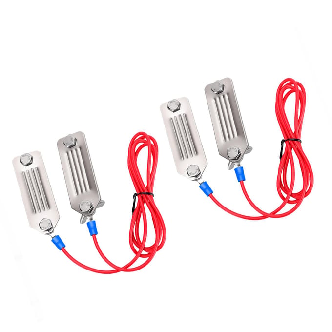 2 stuks Elektrische Schrikdraad Tape Connector Polytape naar Polytape Connector met 100cm Draad Roestvrij Staal white