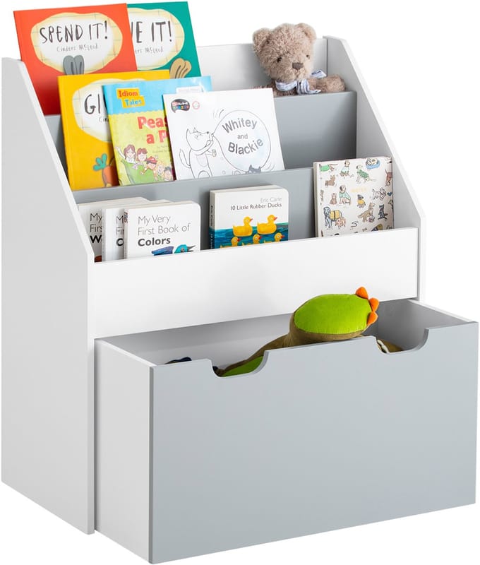 SoBuy KMB17-HG Kinderboekenkast - 63 x 70 x 30 cm - Wit Grijs