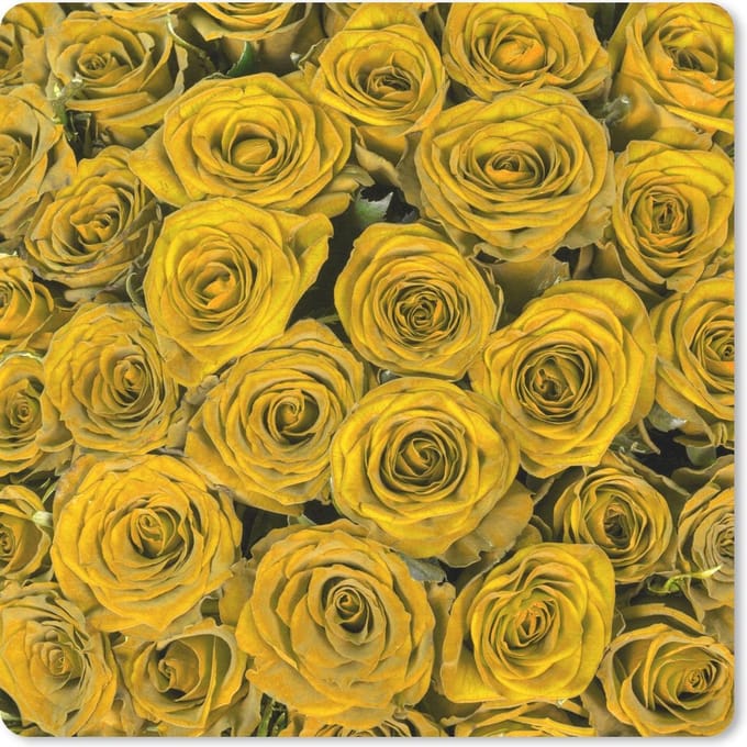 Muismat 20x20 cm - Mousepad Rozen - Geel - Boeket - Muismatten