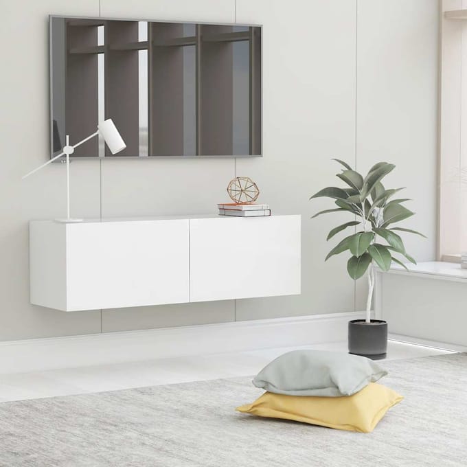 vidaXL - Tv-meubel - 100x30x30 - cm - bewerkt - hout - wit