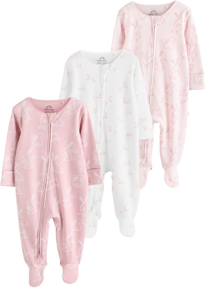 Next - Meisjes - Verpakking van 3 babyslaappakjes met tweewegrits - Roze