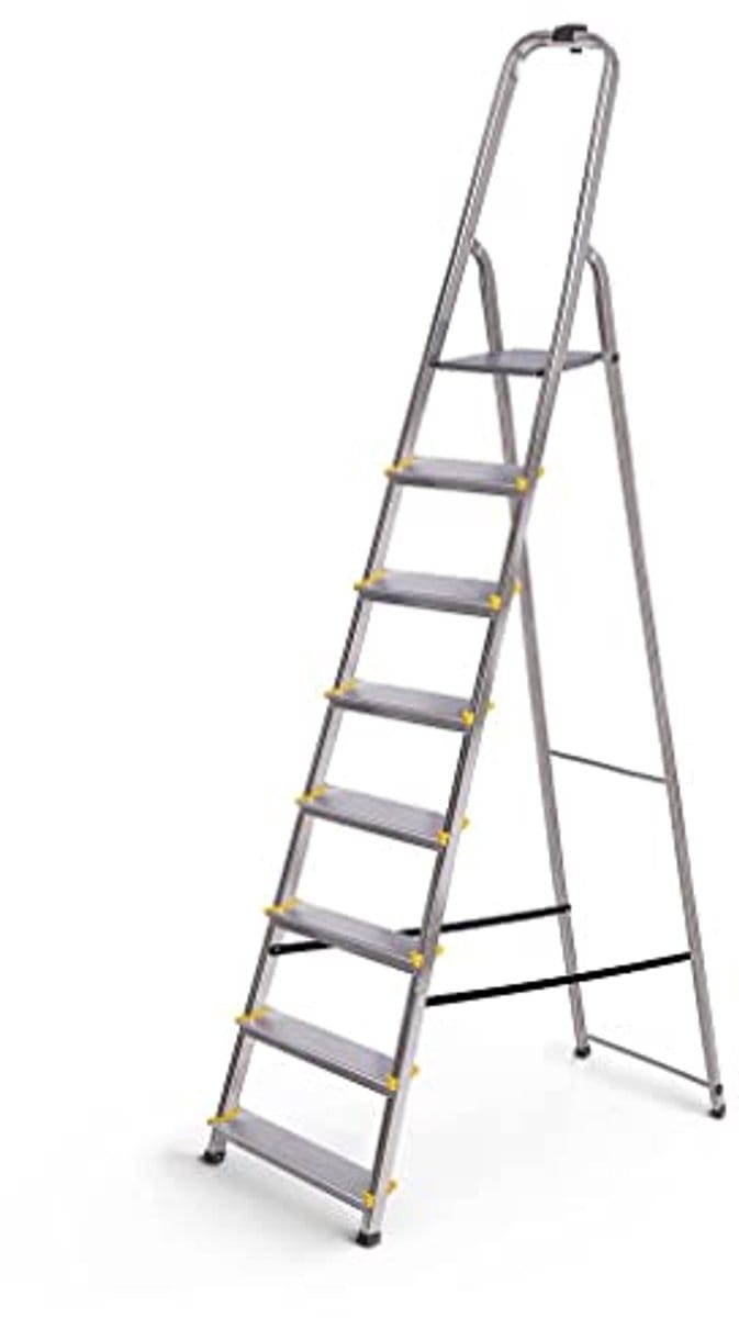 Opvouwbare aluminium trapladder - 8 treden - platformhoogte 162 cm - maximale belasting 150 kg