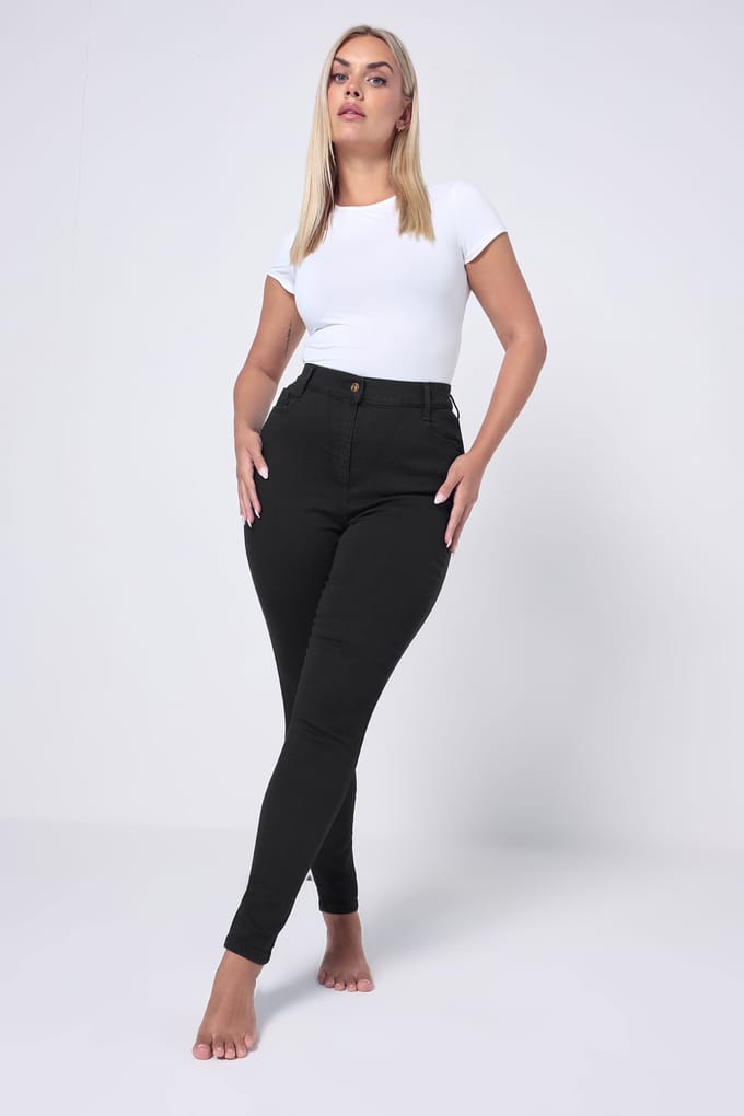 Yours Skinny Ava Jeans Met Stretch In Zwart Size Regular > 44